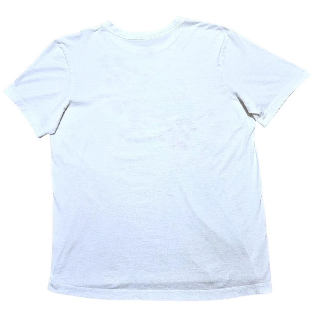 Nike Mens White Graphic T-Shirt M 80s Style Blue Pink Swoosh Tee 100% Cotton